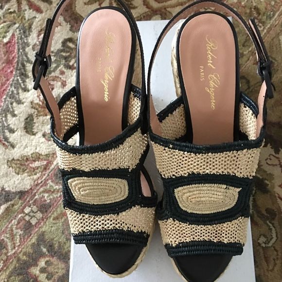 Robert Clergerie Drastic Natural Black Wedge 10 NW - Picture 5 of 8